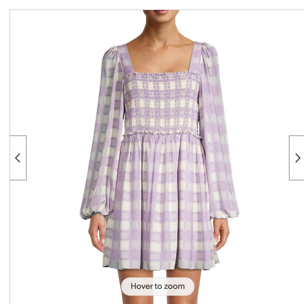 Toccin New York Mini Dress Lavender Smocked Puff Sleeve Mini Size Small